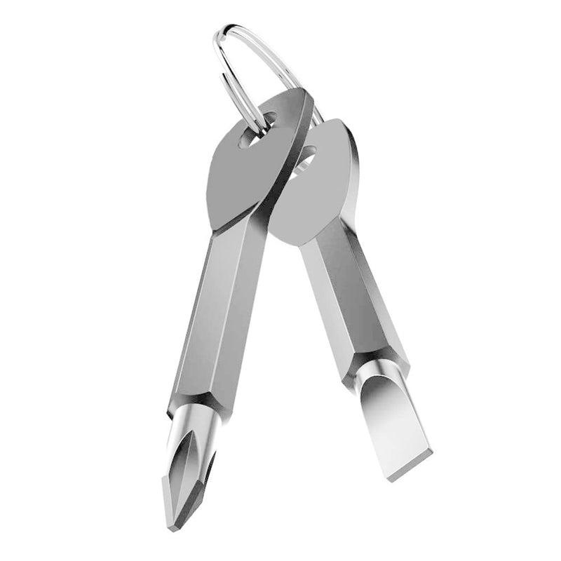 ROSTIVO Screwdriver Keychain Pocket Repair Tool Multi Mini Cool Gadgets for Men Small Gift for Women (Silver) - BeesActive Australia