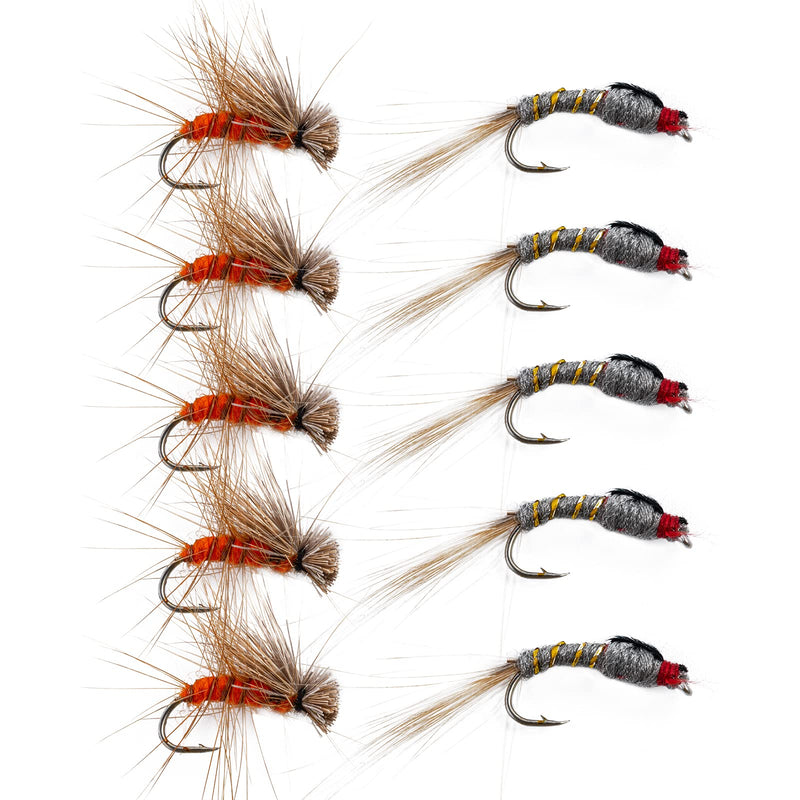 Goture Fly Fishing Flies Kit - 40pcs/76pcs/100pcs Fly Fishing Lures with Fly Fishing Box - Fly Fishing Assortment Kit for Bass Trout Salmon Fishing - Dry Flies Wet Flies Streamers Nymphs C - 10pcs flies - BeesActive Australia