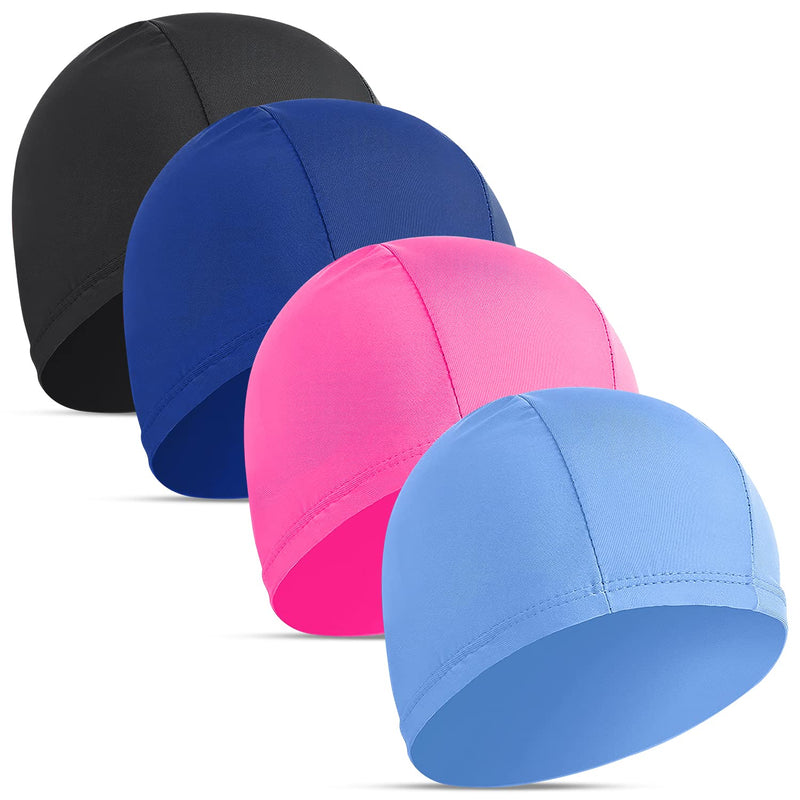 4 pcs Elastic Swim Caps for Both Women & Men & Kids Fabric Durable Non-Waterproof Cloth Swimming Pool Cap Elastic Bathing Cap for Long and Short Hair - BeesActive Australia