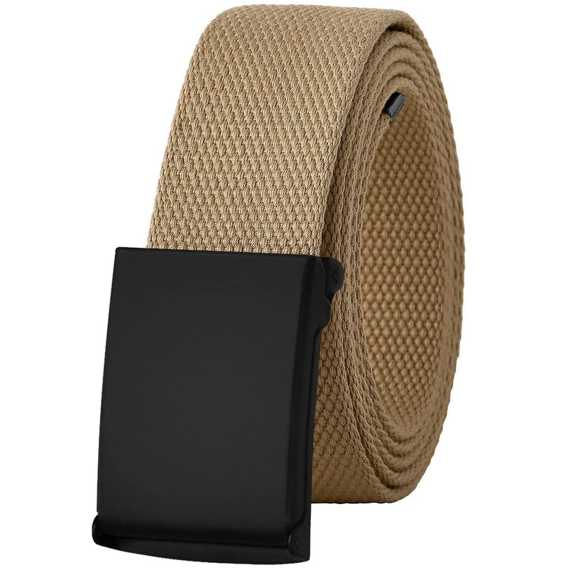 Canvas Web Belt Fully Adjustable Cut to Fit Golf Belt Flip Top Buckle 1pk Black Buckle - Beige Fit waist 29-47" - BeesActive Australia