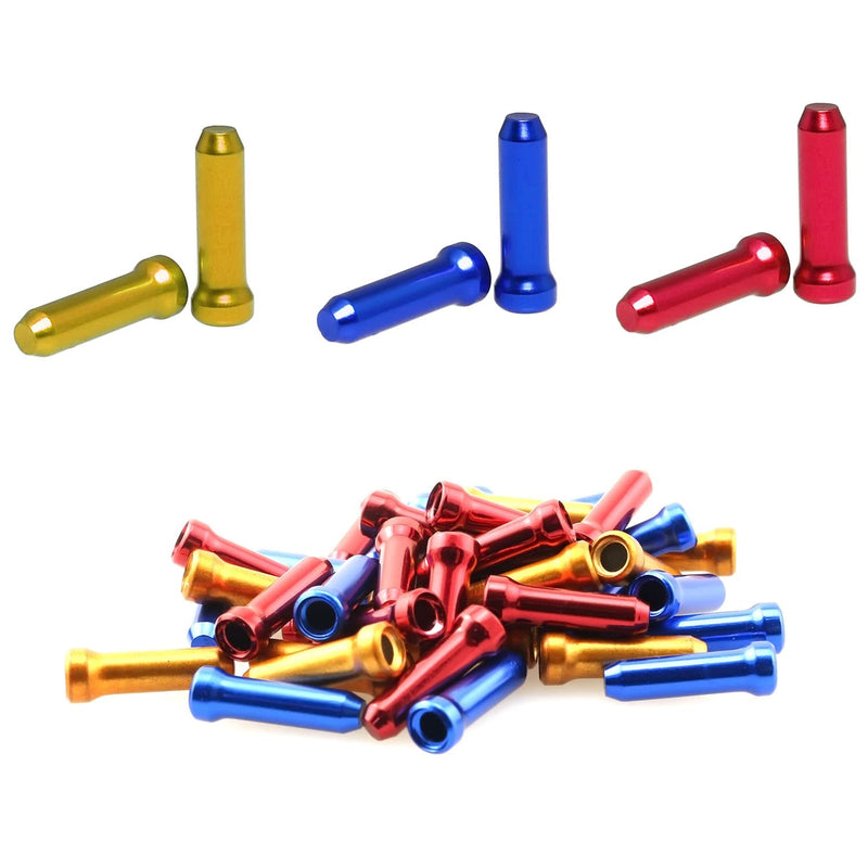 ZYAMY 60pcs MTB Bike Bicycle Brake Cable Tips Bicycle Brake Shifter Inner Cable Tips Wire End Cap Crimps (20pcs Red + 20pcs Blue + 20pcs Gold) - BeesActive Australia