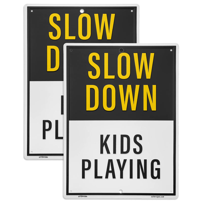 Slow Down Kids At Play Aluminum Sign for Children Playing in Neighborhood (Pack of 2) - BeesActive Australia