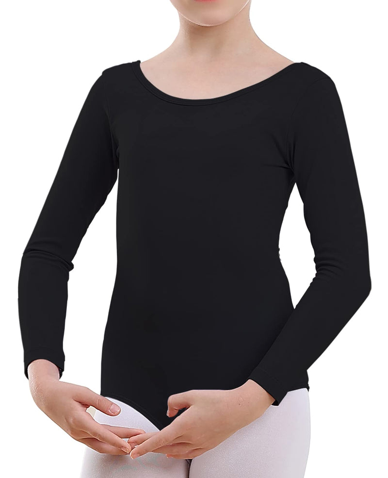 Dancer queen Long Sleeve Leotards for Girls Criss-cross Back Dance Clothes for Ballet Gymnastics Black 8-9 Years - BeesActive Australia