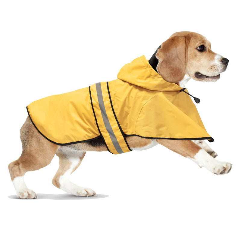 Domagiker Waterproof Dog Raincoat - Lightweight Hooded Raincoat for Dogs Pet Slicker Poncho, Adjustable Reflective Dog Rain Coat, Windproof Dog Raincoats Jacket with Leash Hole for Small, Medium, Large Dogs YELLOW - BeesActive Australia