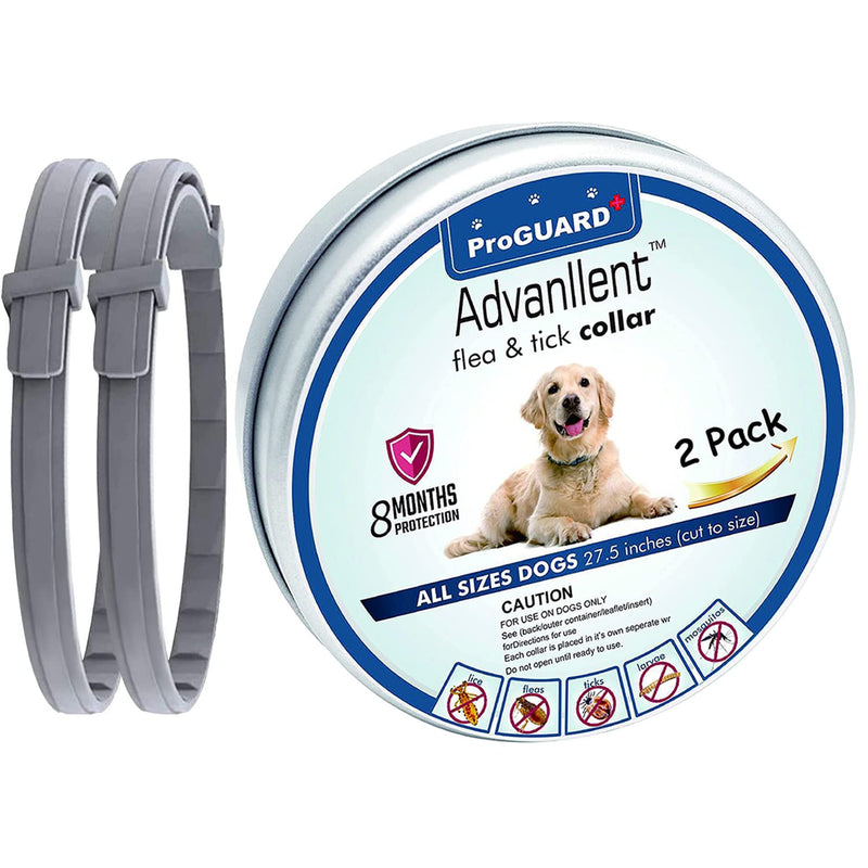 Advanllent Flea Collar for Dogs, 8 Month Flea and Tick Prevention, 27 inch Adjustable, 2 Count - BeesActive Australia