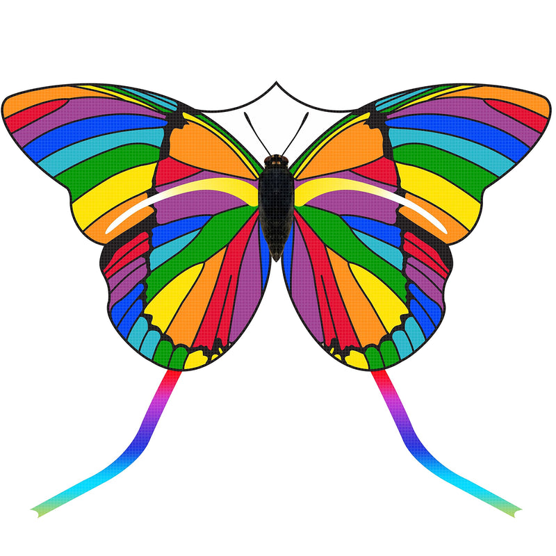 JEKOSEN 2022 Large Butterfly Kite for Kids and Adults Easy to Fly Single Line String with Tail for Beach Trip Park Family Outdoor Activities Stained Glass - BeesActive Australia