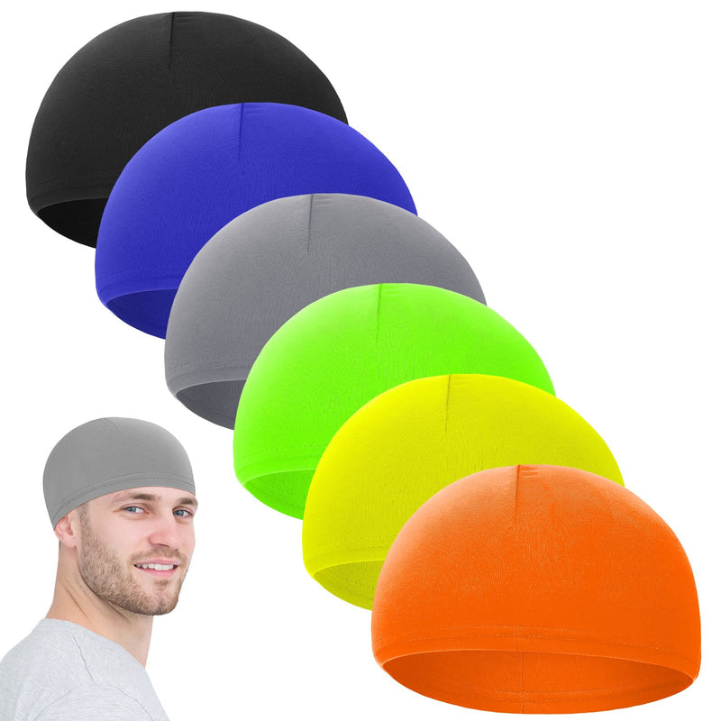 6 Pcs Men Cooling Skull Cap Helmet Liner Sweat Wicking Beanie Head Wrap Bicycle Cycling Running Hat Simple Style - BeesActive Australia