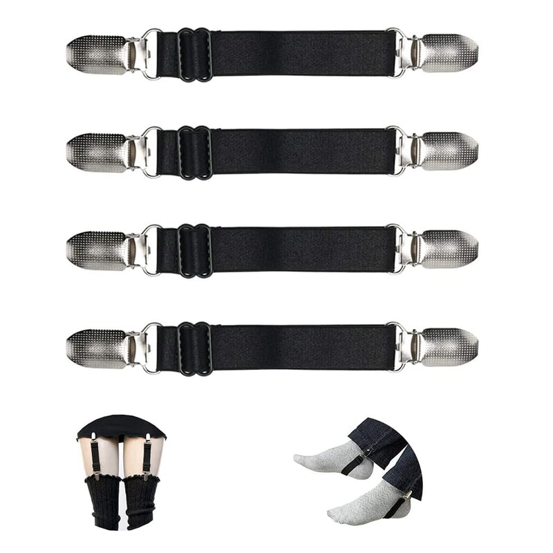 Boot Straps Adjustable,Boot Clips Stirrup Pant Leg Straps, Elastic Boot Band Pant Jeans Waist Leg Garter for Women and Men Riding Motorcycle Mitten Pants with Heavy Duty Clamps 4 Pcs - BeesActive Australia