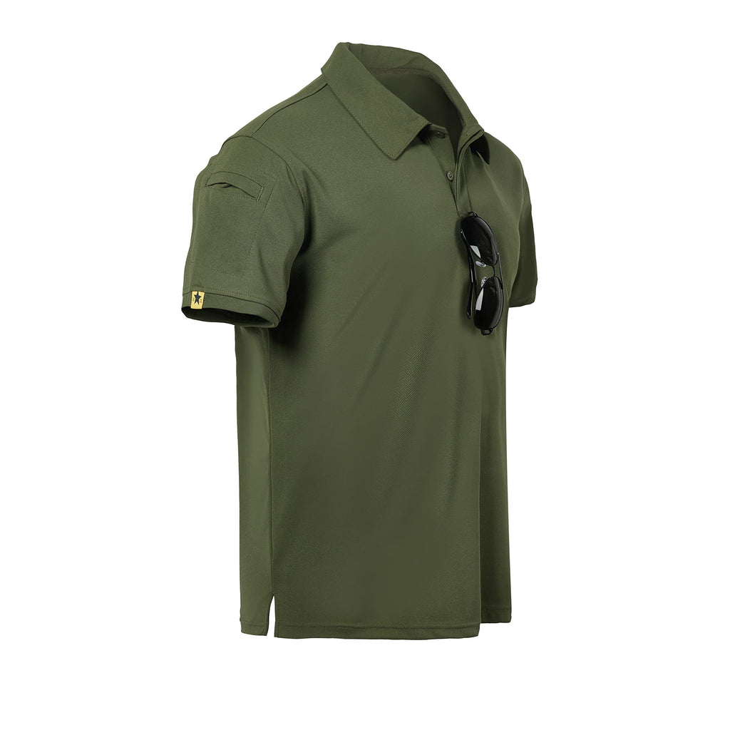 Jofofun Men's Performance Polo Shirts Tactical Short Sleeve Athletic Jersey Quick Dry Tennis Golf T-Shirt Army Green Small - BeesActive Australia