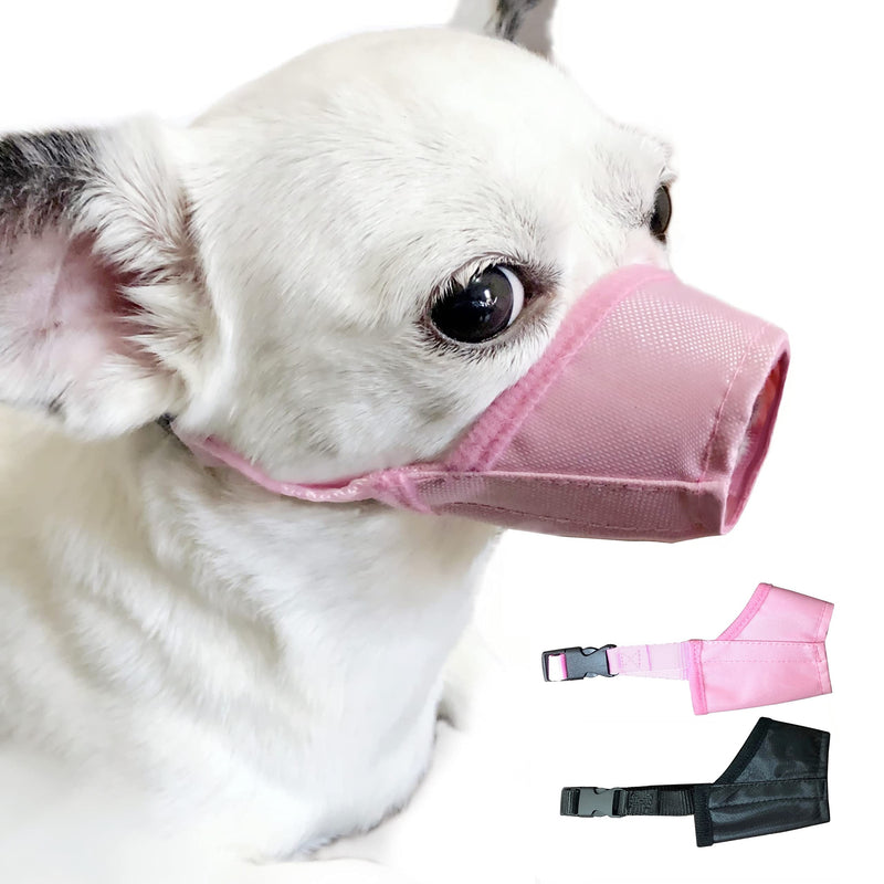 MoiiLavin Dog Muzzle XS (2 Packs) for Small Dogs with Long Snout Quick Fit for Grooming Adjustable Prevent from Biting Barking and Chewing Soft Muzzle XS: Black+Pink - BeesActive Australia