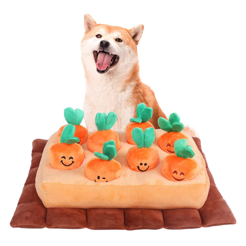 Snuffle Mat for Dogs, Pet Food Feeding Mat for Foraging Skills Training & Slow Feeding, Smell Nosework Treats Games for Dogs with Carrots Plush Toys - BeesActive Australia