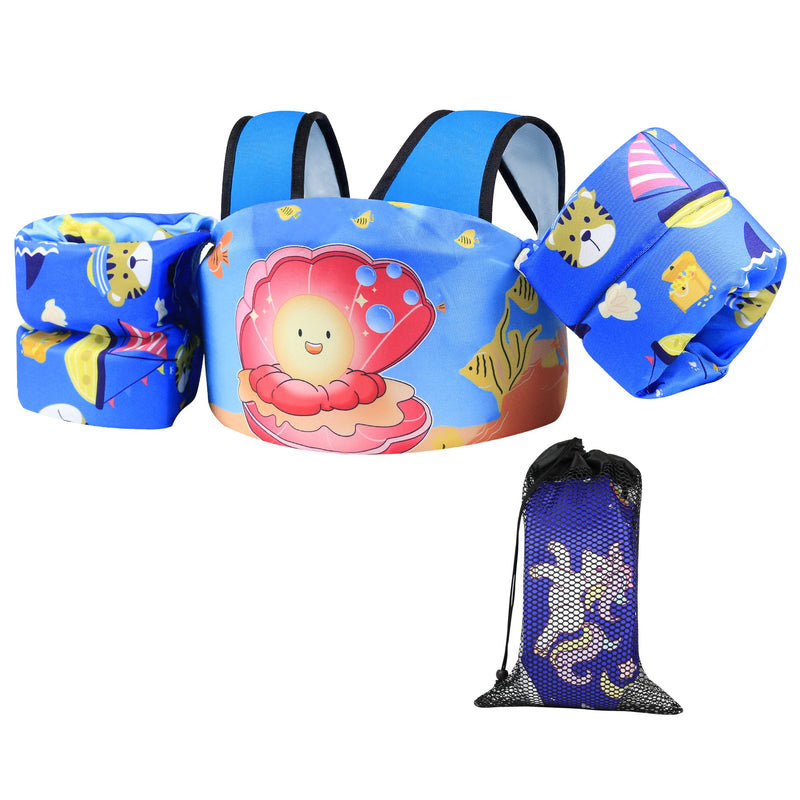 TOAUXUNG Adjustable Kids Swim Vest for Baby Swimming Training,Infant Baby Vest Swim Aid for 22-66 Pounds Boy and Girl Updated-Smile Shell - BeesActive Australia