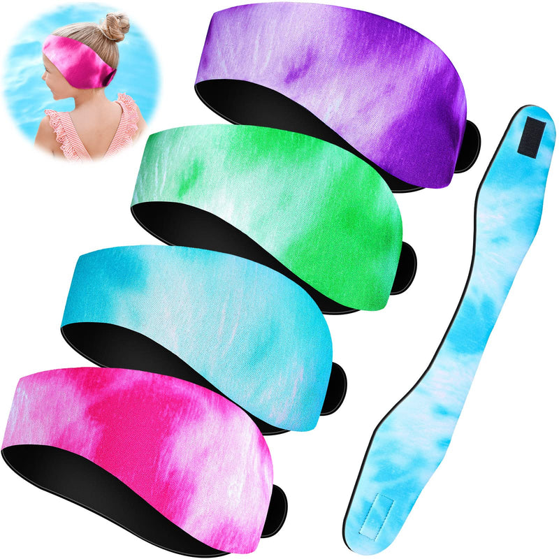 4 Pieces Tie Dye Swimming Headband Water Headband Swimmers Ear Band Swim Headbands for Kids Adults Ear Protection Headband for Surfing Bathing - BeesActive Australia
