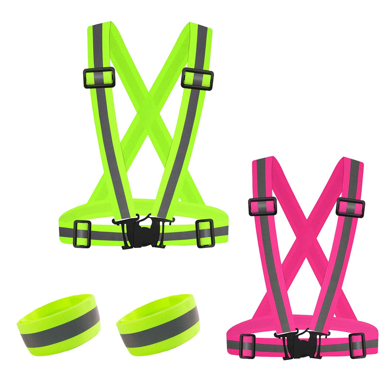 UNYNY 2 Pack Running Reflective Vest Gear 2 Pcs Reflective Bands High Visibility Adjustable Safety Vest for Night Cycling,Running,Hiking, Jogging,Dog Walking - BeesActive Australia