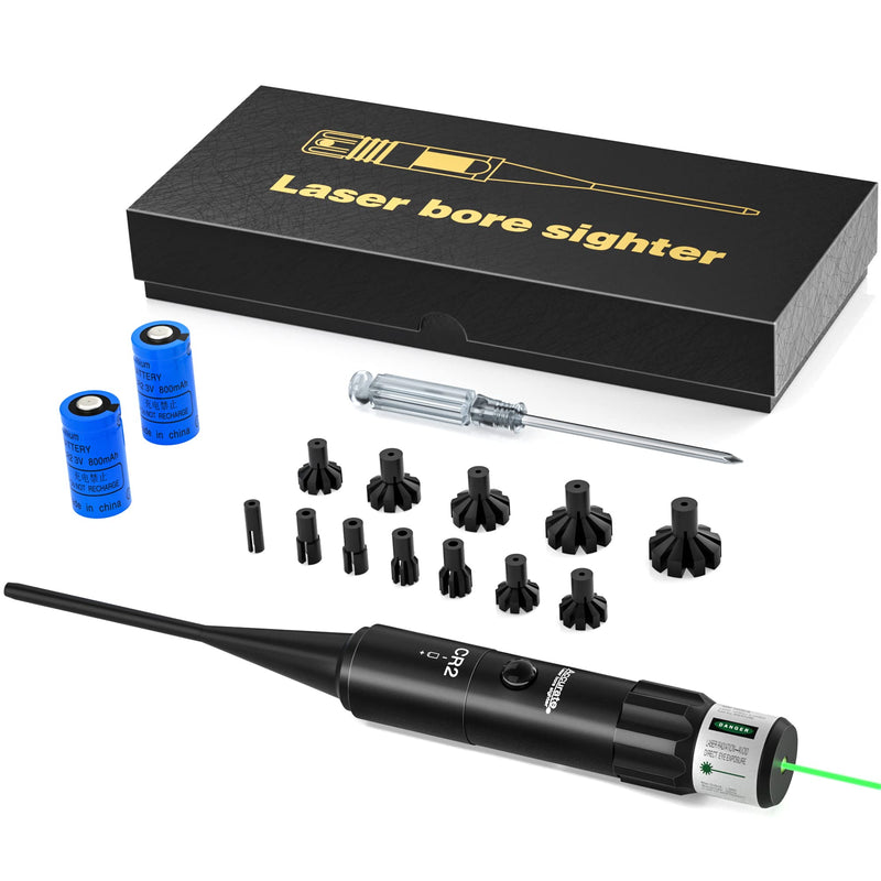 GUNDOTA Green Laser Bore Sight Kit for .177 to 12GA Multiple Caliber, Barrel Laser Universal Bore Sighter AME Point Laser Sighting with Button Switch for Hunting Zeroing Rifle Pistol - BeesActive Australia