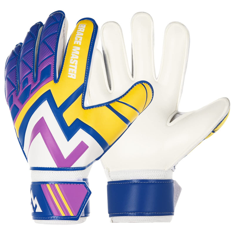 Brace Master Goalkeeper Goalie Gloves for Kids & Youth, Soccer Gloves with 3+3MM Palms Protection & Super-Grip, Football Gloves for Boys and Girls, Keeper Gloves for Training and Match 6 Purple - BeesActive Australia