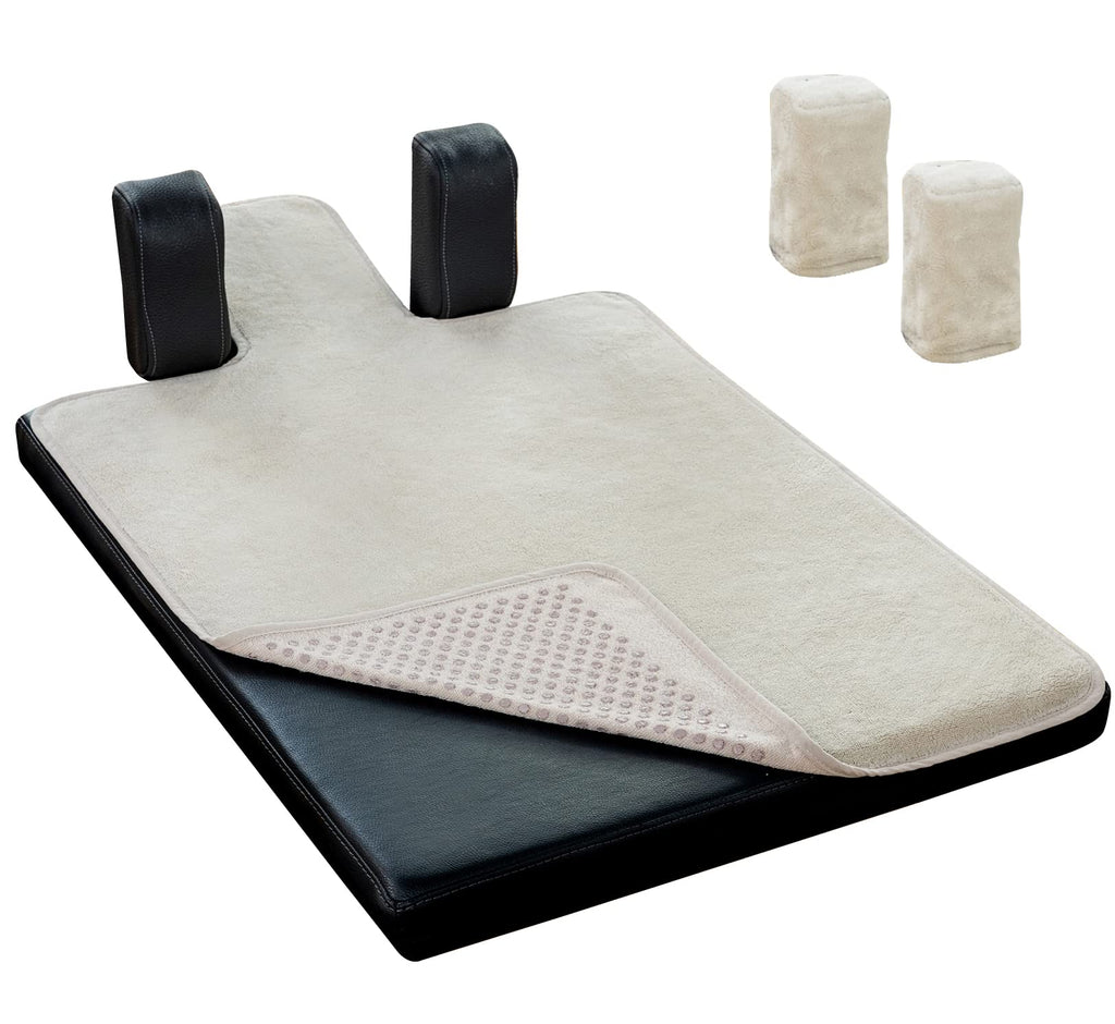 Pilates Reformer Non-Slip Mat Towel (Included 2 Pcs Shoulder Block Covers) Beige - BeesActive Australia