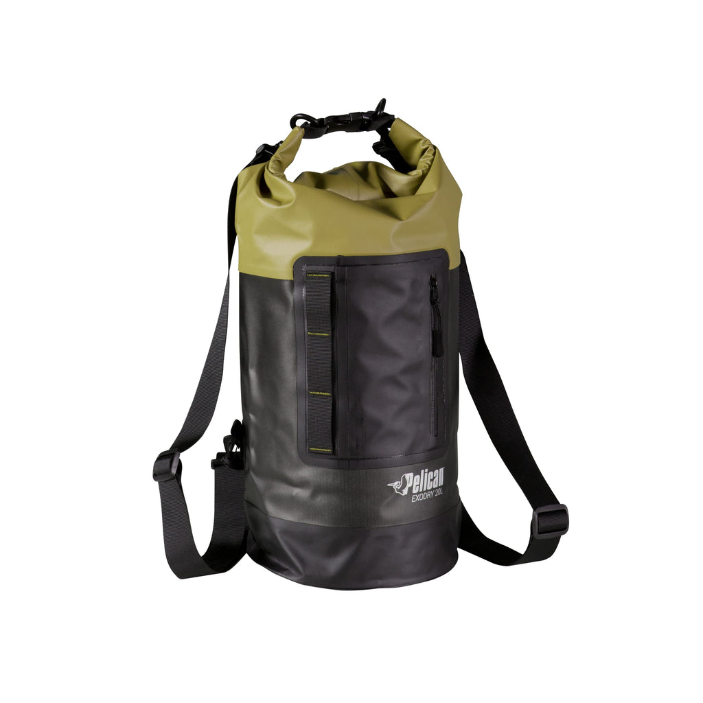 Pelican - ExoDry 20L Medium Drybag - Black - Waterproof - Shoulder Straps - Thick & Lightweight - Roll Top Dry Compression - Keeps Gear Dry for Kayaking, Rafting, Hiking, Fishing - BeesActive Australia