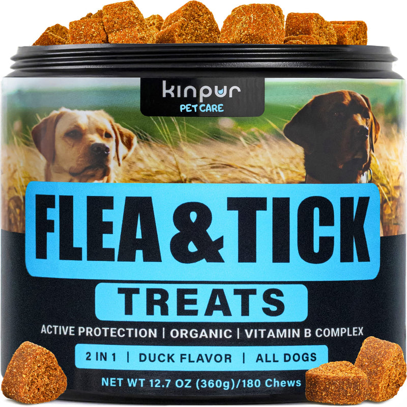 Natural Flea and Tick Chews for Dogs - No Collars, No Mess - Easy Help with Flea and Tick for Dogs - American Quality - for All Breeds and Ages - Duck-Flavored Treats - 180 Flea Chews for Dogs - BeesActive Australia