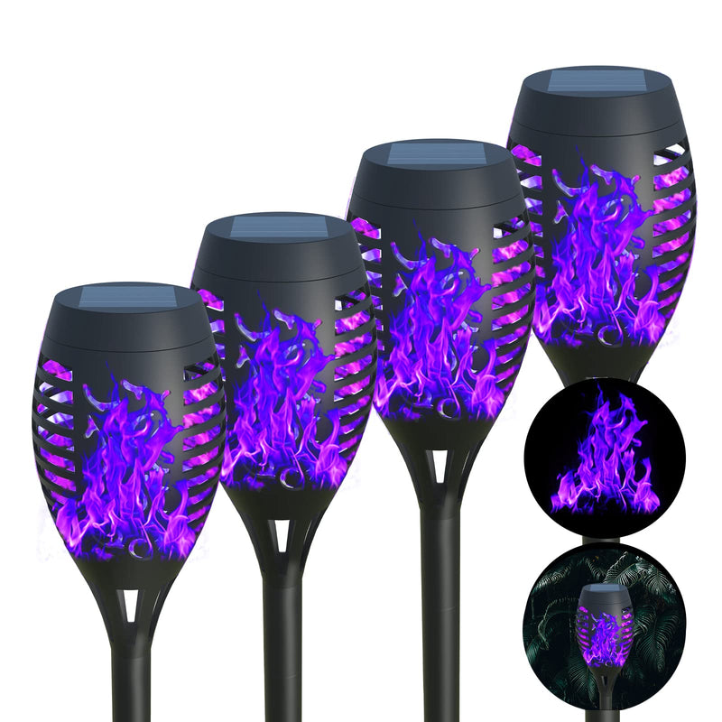 AOUNQ Solar Lights Outdoor Waterperoof Purple,?2022 Upgraded ?Outdoor Solar Torch Lights with Flickering Flame, 4 Pack Mini Solar Outdoor Lights for Garden Yard Patio Pathway Decoration - Auto On/Off Pink-4Pack - BeesActive Australia