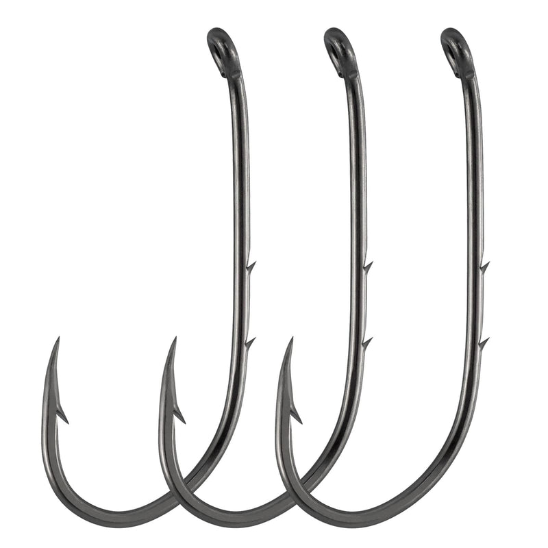 Dr.Fish 100 Pack Baitholder Hooks Live Bait Hook High Carbon Steel Black Nickel Down-Turned Eye Surf Fishing Bass Crawler Harness #1/0-100 Pack - BeesActive Australia