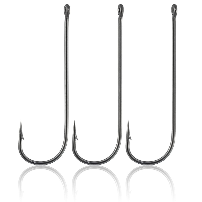 Dr.Fish 100 Pack Aberdeen Hooks Offset Hooks Long Shank Hooks Light Wire Fishing Hooks High Carbon Steel Freshwater Fishing Tackle for Trout Bass Catfish #10-100 Pack - BeesActive Australia