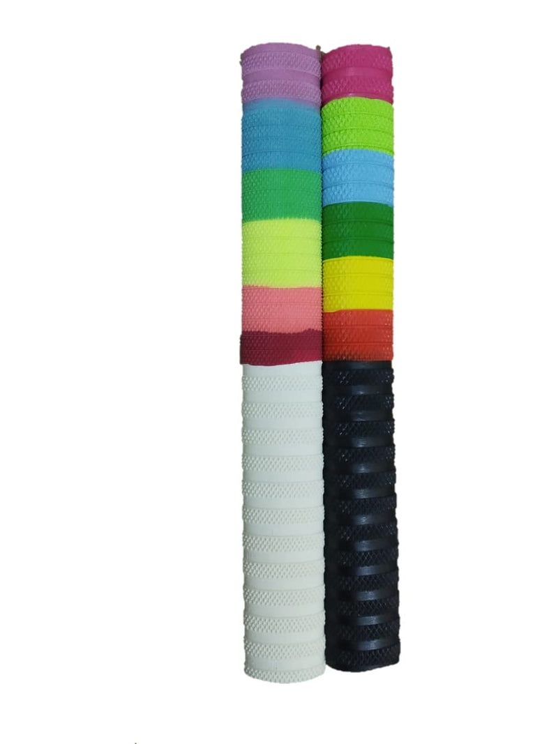 Cricket Bat Grip Multicolor Rainbow Black & Rainbow White Indian Grooved Circular Design Premium Synthetic Rubber Made Grips Pack of 2 - BeesActive Australia