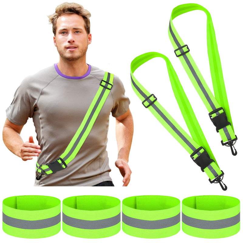 6 Pieces Reflective Running Gear Safety Reflective Sash High Visibility Reflective Belt Band Adjustable Substitute for Reflective Vest Night Safety Reflective Strap Walking Gear for Outdoor Sports - BeesActive Australia