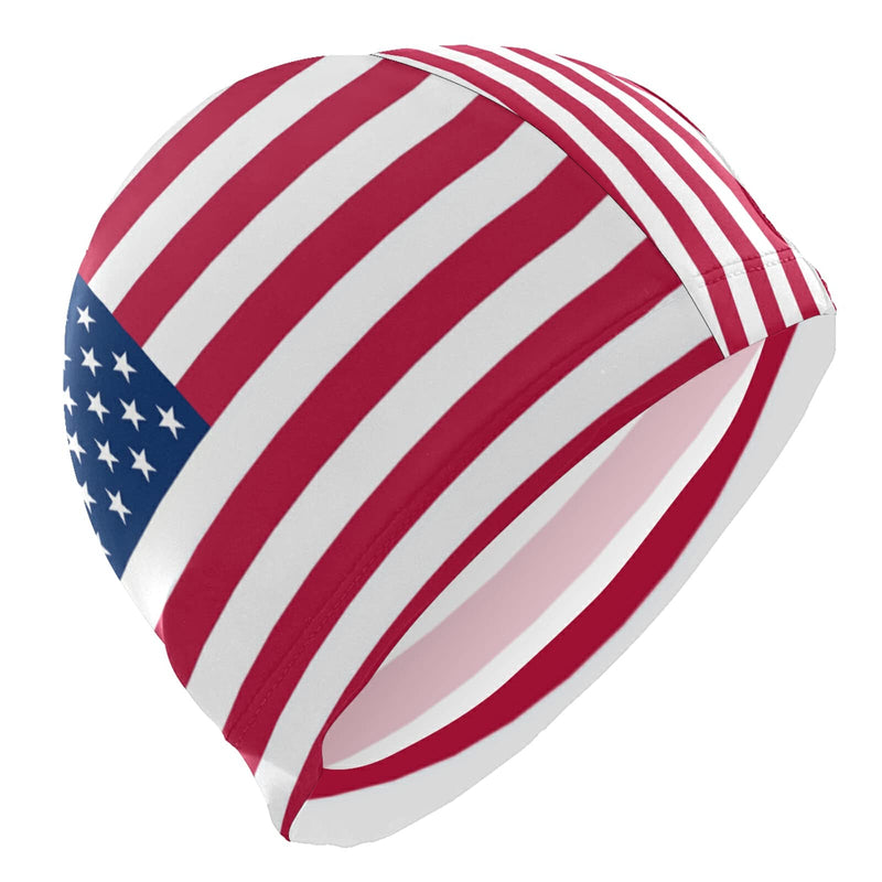 Dallonan Swimming Cap Flag Unisex Adult Swim Cap Polyester American Flag - BeesActive Australia