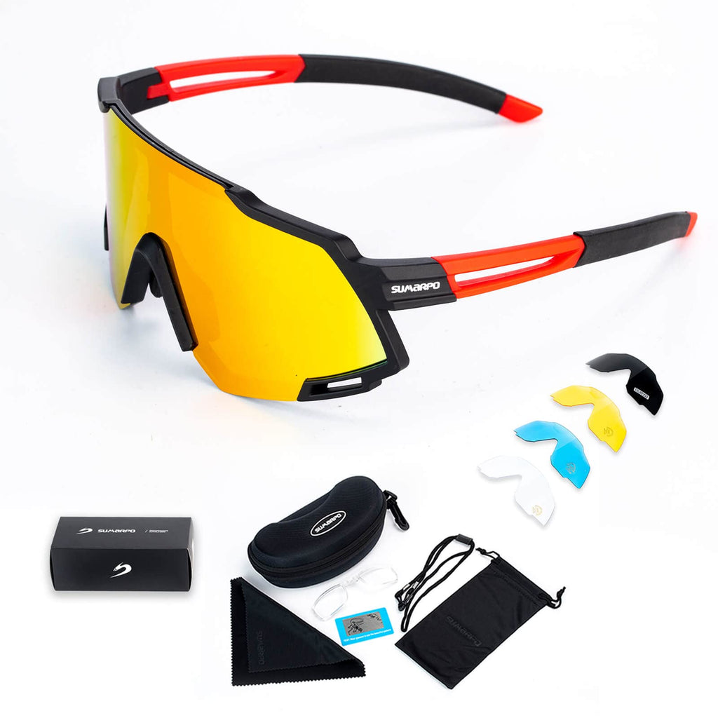 SUMARPO Cycling Glasses Polarized Sports Glasses Men and Women Sunglasses with 4 Spare Lenses UV Protection Suitable for Running, Cycling, Fishing, Golf, Skiing, Driving - BeesActive Australia