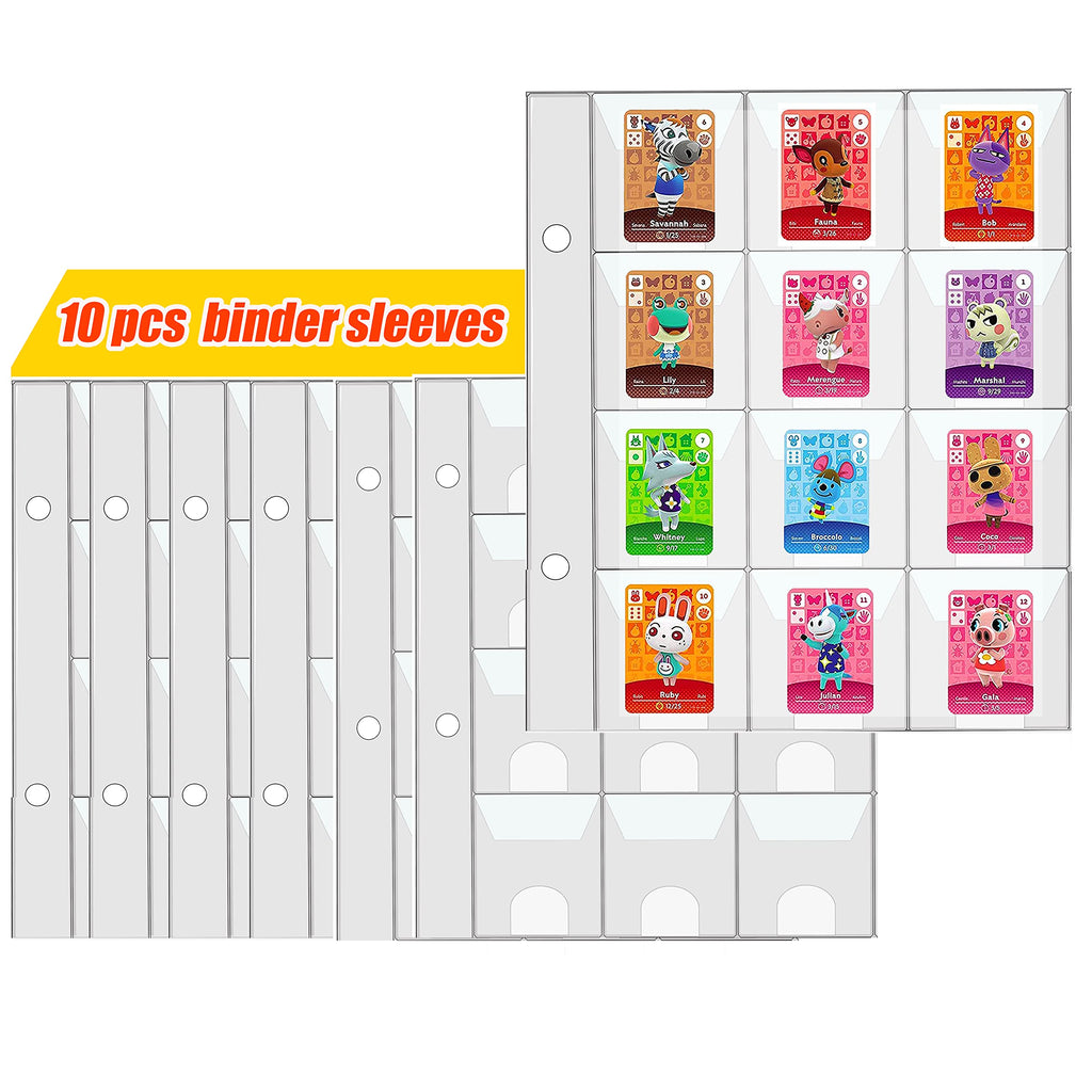 10 Page Extra Expansion Binder Sleeves for Animal Crossing Mini Amiibo Cards Binder, ACNH NFC Tag Game Mini Cards Binder Sleeves Packs - BeesActive Australia