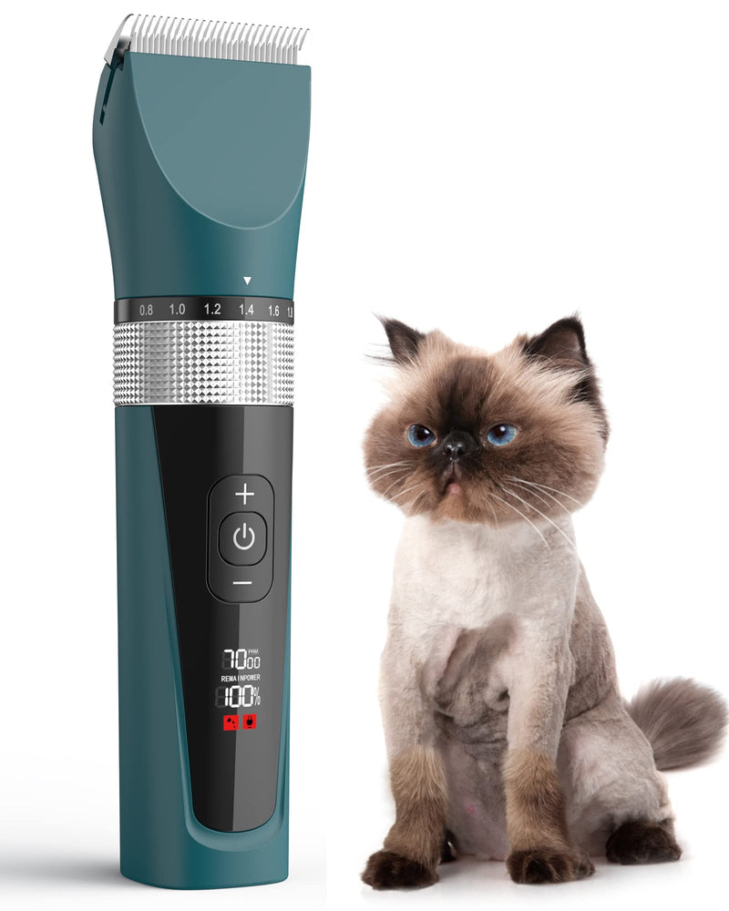 oneisall Cat Grooming Clippers for Matted Long Hair, 5-Speed Cat Grooming Kit Cordless Low Noise Pet Hair Clipper Trimmer Shaver for Dogs Cats Animals (Green) - BeesActive Australia