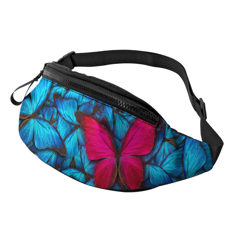 Watercolorful Butterfies Fanny Pack For Men Women,With Adjustable Zipper Lightweight Strap Waist Pack For Casual Running Hiking Watercolorful Butterfies - BeesActive Australia