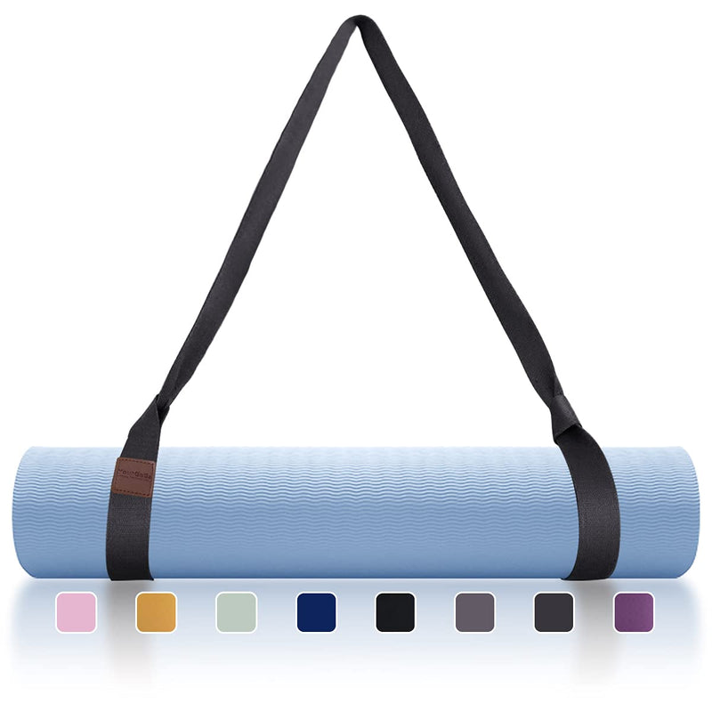 Yoga Mat Strap/Sling Adjustable Exercise Mat Strap Carrier Macaron Style Color Made Of Premium Polyester Cotton (only straps) Black - BeesActive Australia