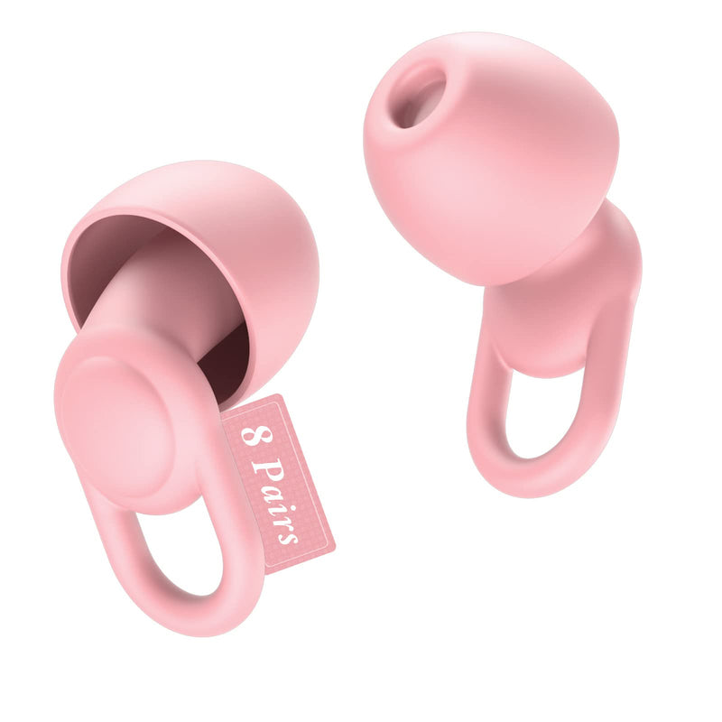 Silicone Ear Plugs for Noise Reduction - Reusable Soft Comfortable Earplugs for Sleeping,Noise Sensitivity & Flights -16 Ear Tips in XS/S/M/L, with 2 Travel Boxes - 33dB Noise Cancelling(Pink) Pink - BeesActive Australia