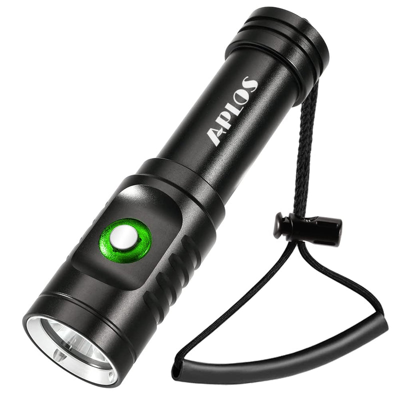 APLOS AP01 Diving Flashlight, XM-L2 5000k LED 1050 Lumen Scuba Dive Light, IPX8 Waterproof Underwater 100m 328ft Professional Submersible Light with Rechargeable Batteries and Charger - BeesActive Australia