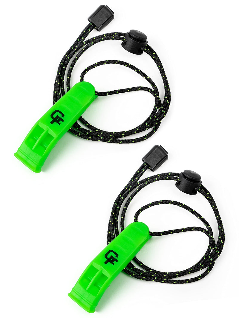 Gradient Fitness Emergency Whistles (2 Pack) | Loud Pealess Plastic Survival Whistle with Adjustable Lanyard, Clip & Reflective Stitching. Quick Safety Access for Swimming, Boating, Surfing, Hiking - BeesActive Australia