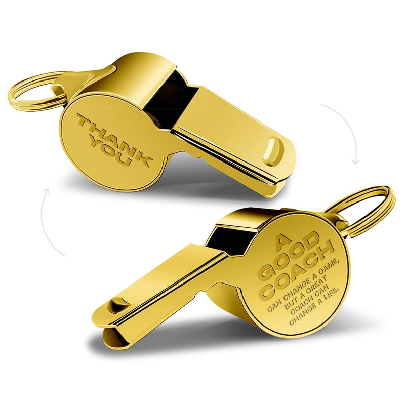 QIBAJIU Whistles with Lanyard,Golden Whistle, Coach Whistle, Football Gifts, Soccer Hockey Basketball Volleyball Baseball Coach Gifts for Men Women Teacher, Thank You Cheer Coach Gift，Gold - BeesActive Australia