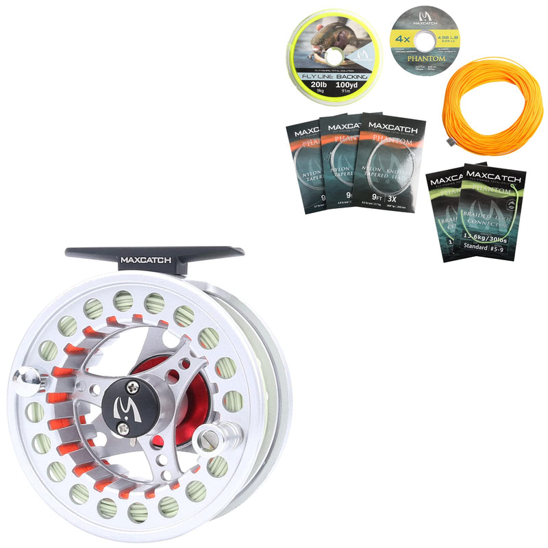 Maxcatch ECO Pre-Loaded Fly Fishing Reel Silver 3/4wt & Fly Line Combo WF3F Orange - BeesActive Australia