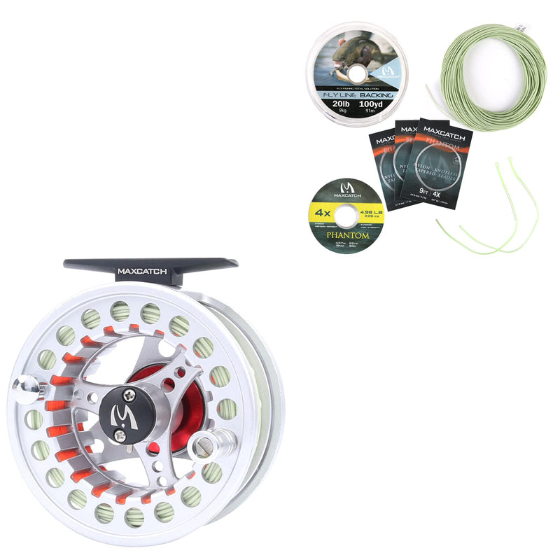 Maxcatch ECO Pre-Loaded Fly Fishing Reel Silver 5/6wt & Fly Line Combo WF5F Moss Green - BeesActive Australia
