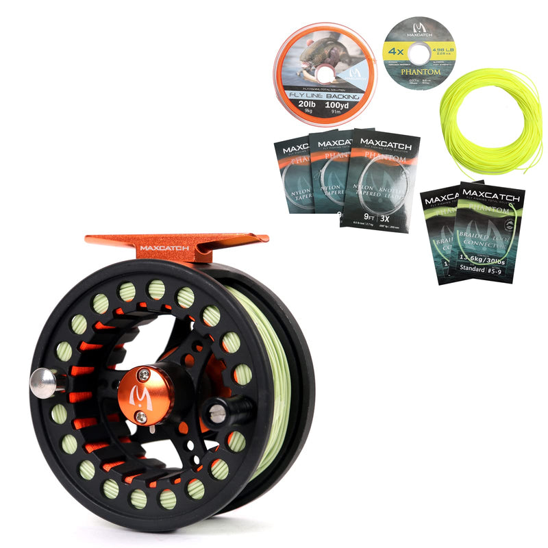 Maxcatch ECO Pre-Loaded Fly Fishing Reel Black 7/8wt & Fly Line Combo WF8F Fluo Yellow - BeesActive Australia