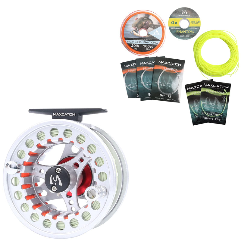 Maxcatch ECO Pre-Loaded Fly Fishing Reel Silver 7/8wt & Fly Line Combo WF8F Fluo Yellow - BeesActive Australia