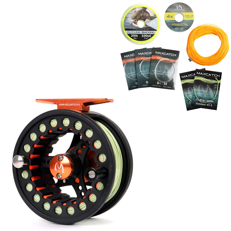 Maxcatch ECO Pre-Loaded Fly Fishing Reel Black 3/4wt & Fly Line Combo WF3F Orange - BeesActive Australia