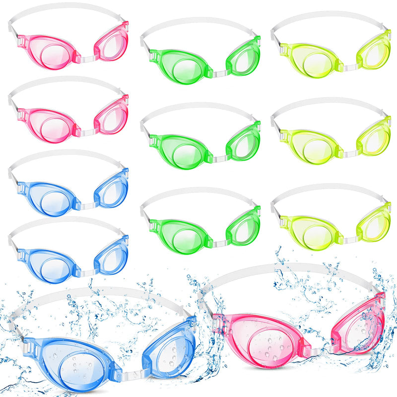 12 Pairs Summer Kids Swimming Goggles No Leaking Swim Goggles Kids Pool Goggles Wide View Swim Glasses Clear Water Goggles with Adjustable Strap for Youth Children Teens Boys Girls Aged 6-14, 4 Colors - BeesActive Australia