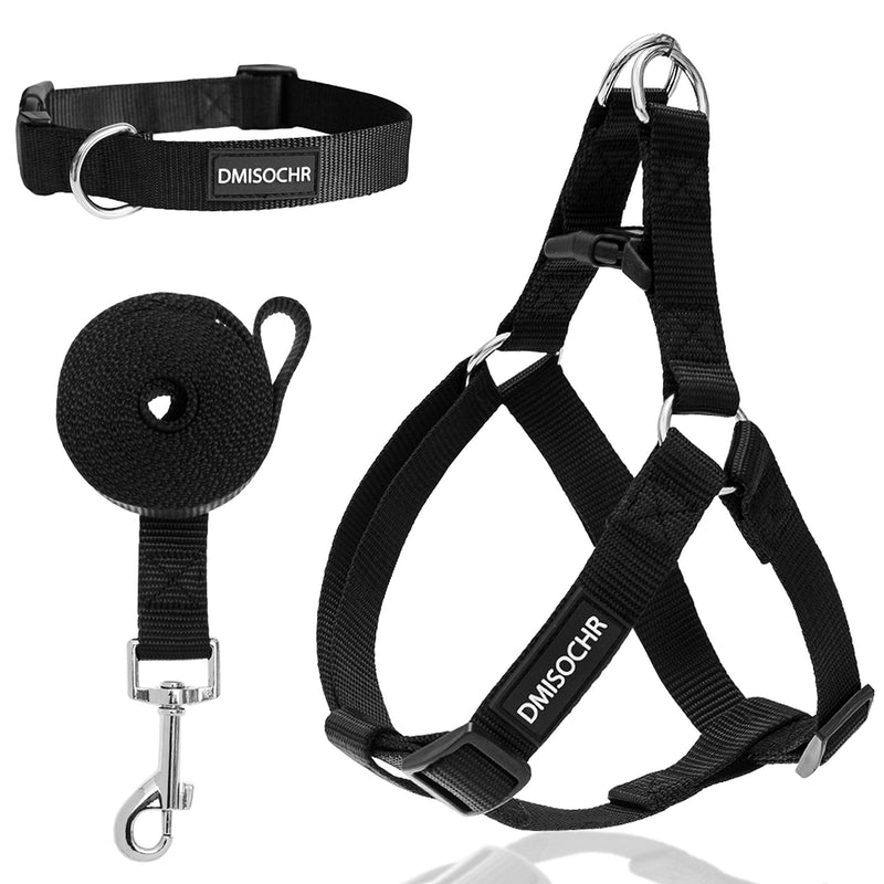 No Pull Dog Harness - Step in Easy Walking Dog Harness and Leash for Small Medium Large Dog - Escape Proof Adjustable Soft Nylon Full Body Dog Harness Leash Collar Set MEDIUM (chest: 17.3"-23.4" neck: 12"-16") Black - BeesActive Australia