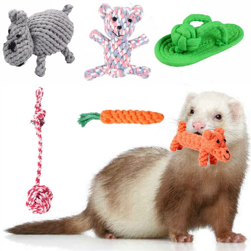 HAICHEN TEC 6 Pack Ferret Rope Chew Toys, Durable Knotted Rope Tug Perfect for Teething Mammals, Cotton Rope Toys Interactive Dog Rope Toy Set Machine-Washable - BeesActive Australia