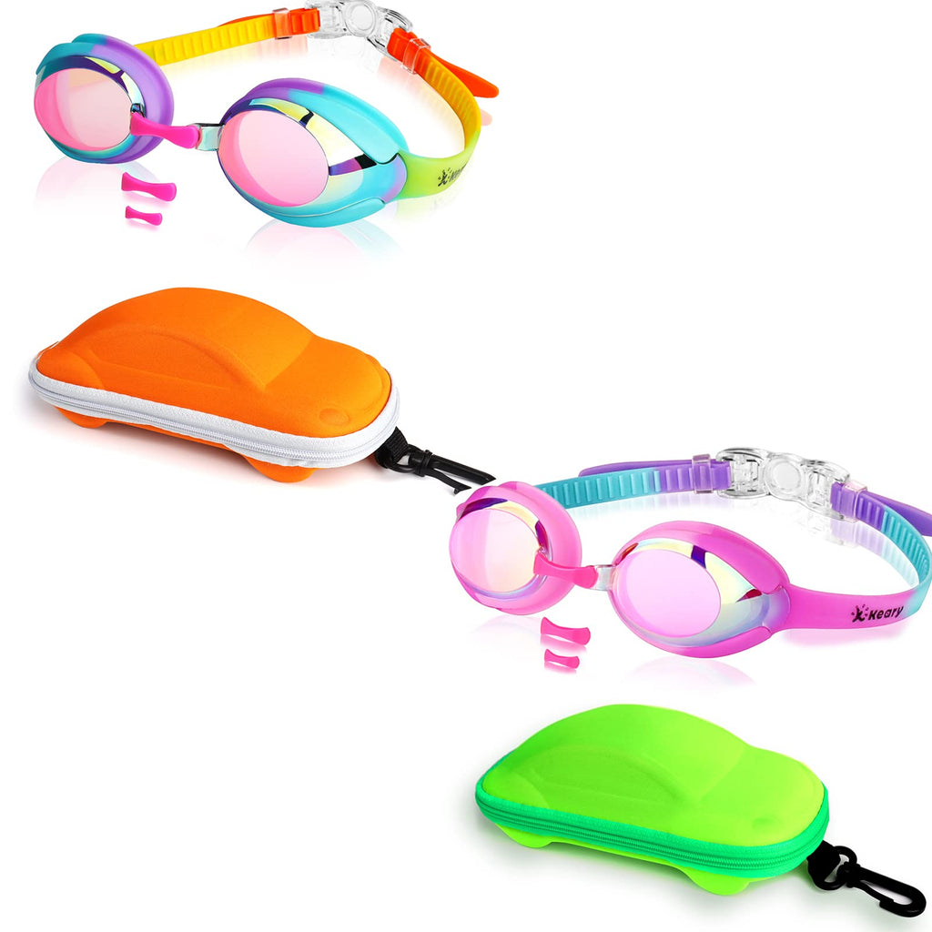 Keary 2 Pack Swim Goggles for Kids(3-14) with Car Case - BeesActive Australia