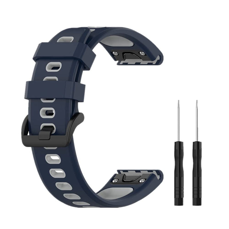 HUABAO 22mm Watch Strap Compatible with Garmin Fenix 5/6/7/approach s60,Adjustable Silicone Sports Strap Replacement Band for Garmin Fenix 5/6/7/approach s60 Smart Watch (Dark Blue) Dark blue - BeesActive Australia