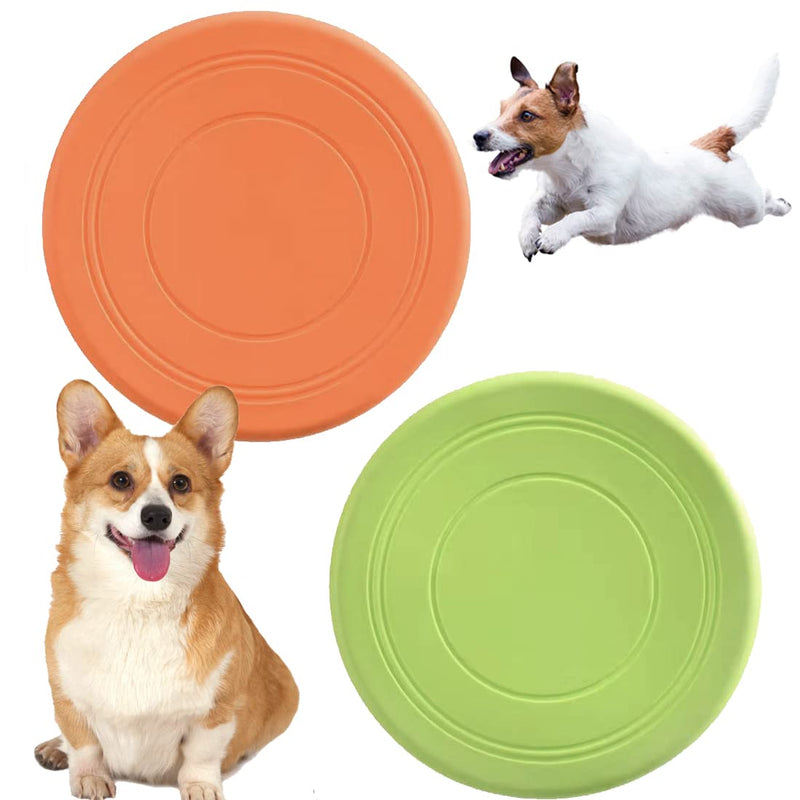 Dog Flying Disc, Puppy Flyer Toy React Faster Training Interactive Toys for Small Medium Large Dog, Lightweight Durable and Water Resistant Floating Saucer Green+Orange - BeesActive Australia