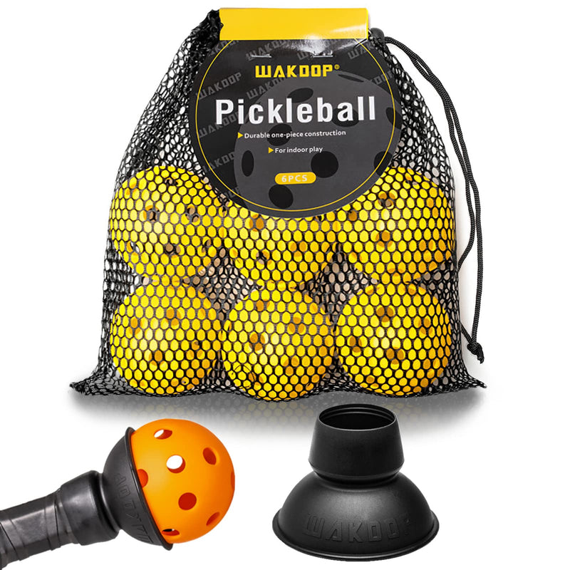 Pickleball Ball Retriever 2 Pack, Black+ Pickleball Balls Set, 26 Holes, Yellow, 6 Pack - BeesActive Australia